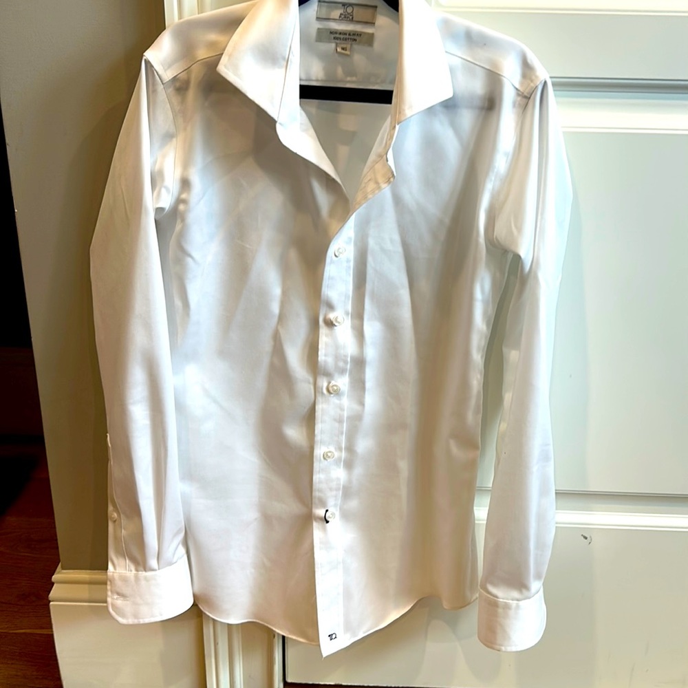 White custom button down shirt size 14 slim
